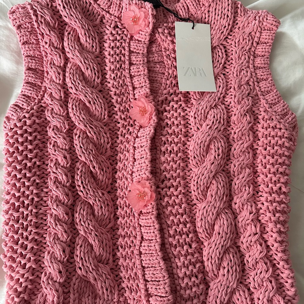 Zara Pink Cable Knit Women's Sweater Vest